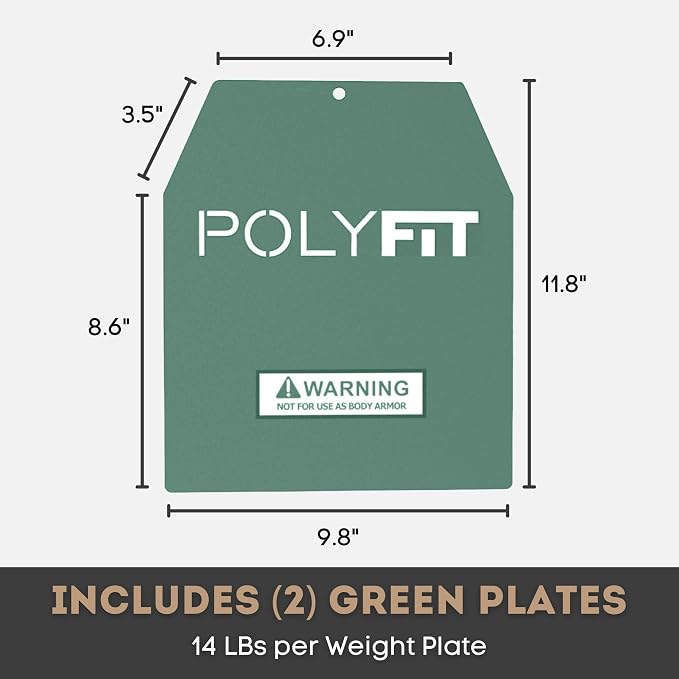 Polyfit Weight Vest Plates - Weighted Plates for Strength Training Vests | Sold in pairs, 4/6/9/14/19 lb options, steel construction, fits Polyfit vests, rucking backpacks and most weighted vests