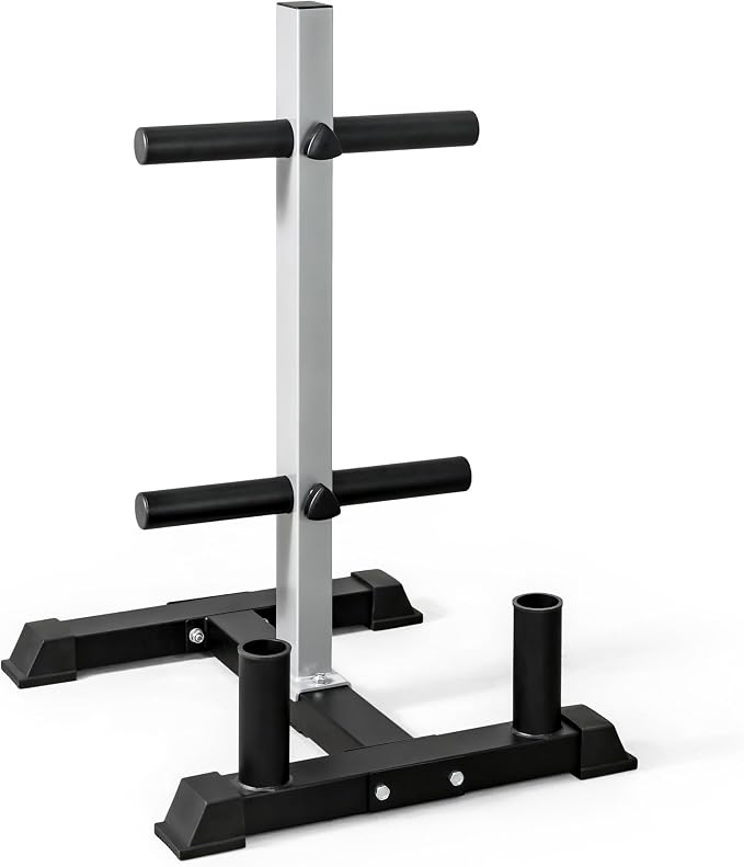 CAP Olympic Bumper Plate Tree Rack with Barbell Holders, Heavy-Duty Weight Plate Storage Rack for Home Gym, Steel Olympic Plate Organizer Stand, Multiple Color & Size Options