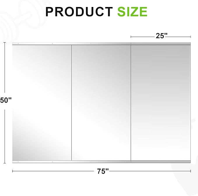 FICTOR Home Gym Mirror for Wall, 50"x25"x3 PCS Workout Mirrors for Home Gym | Shatterproof Tempered Glass, Frameless Full Length Body Mirror for Garage, Dance Studio, Yoga Room, Bedroom