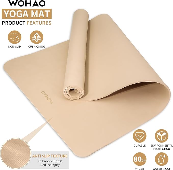Extra Wide & Thick 8mm Yoga Mat, 72"x31.5" | Large Non Slip Exercise Mat, Premium POE Material, Superior Cushioning & Stability, With Strap for Home Gym, Pilates