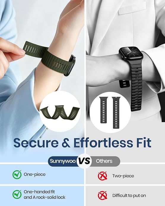 Magnetic Sport Bands Compatible with Apple Watch Bands for Men Women | Silicone Wristband 49mm 46mm 45mm 40mm 44mm 38mm 41mm 42mm, Replacement for iWatch Ultra Series 11 10 9 8 7 6 5 4 3 2 1 SE