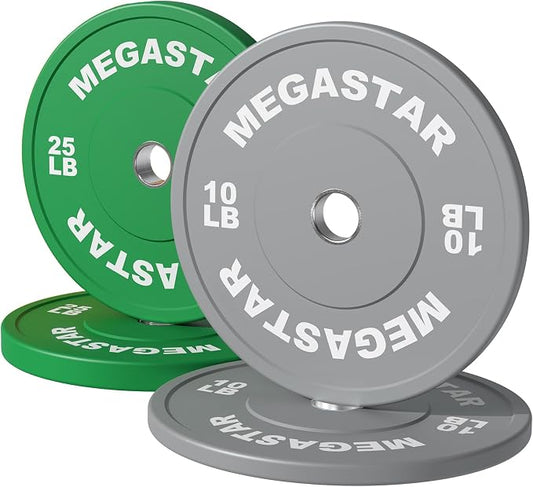 Olympic Bumper Plates, 2-Inch Rubber Weight Plates Set – Color-Coded Heavy Duty Bumper Plates for Home Gym, Strength Training & Weight Lifting