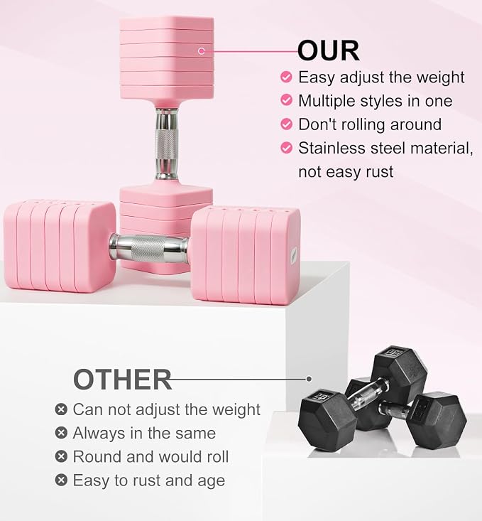 Adjustable Dumbbell Set for Women Men 7.5LB/10LB/15LB/20LB/25LB Each | Dumbbells Set of 2, Free Weight Set at Home Gym, Hand Weights with Locking/Metal Handle for Exercise Muscle Toning Rehab
