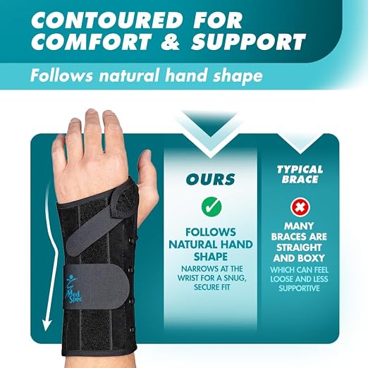 Med Spec 8" Wrist Lacer Support Brace Carpal Tunnel Left Hand Small | Adjustable Lace-Up Design Delivers Breathable Secure Fit With Customizable Compression for Lasting Comfort & Support. 223922