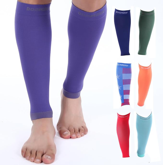Doc Miller Compression Calf Sleeve for Men & Women, 20-30mmHg | Graduated Support for Running, Shin Splints, Calf Strain, Knee High, Small to 6XL Plus Size