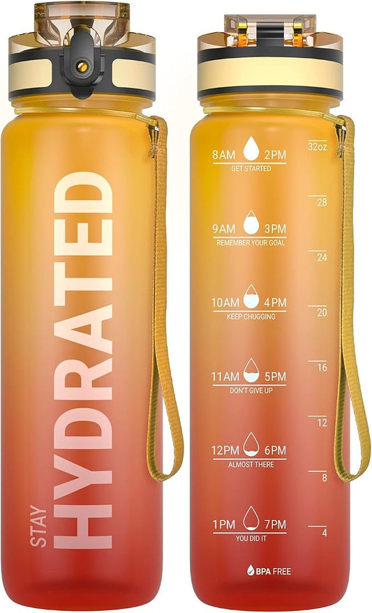 Sahara Sailor Water Bottle 32oz, Durable and Leakproof Water Bottles Motivational with Time Marker, Tritan, BPA Free, Wide Mouth with Easy Clean Brush for Gym, Travel, Home, School, Office (1 Bottle) | Bpa Free, Leakproof Wide Mouth With Fast Flow Lid ...