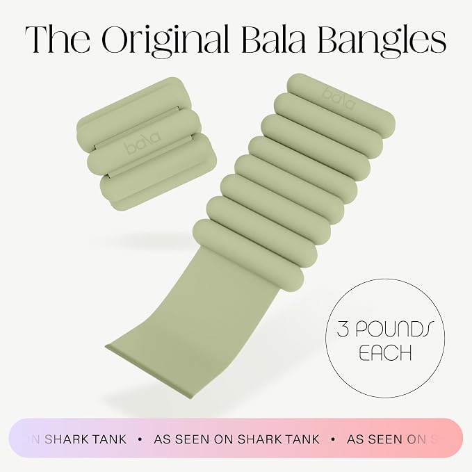 Bala Bangles Wrist & Ankle Weights for Women & Men, Home Gym Equipment | Adjustable Weighted Bands for Arm & Legs Workouts - Pilates, Yoga, Walking, Barre, & Strength Training Exercise