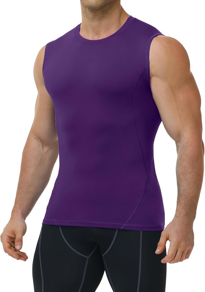 Mens Sleeveless Compression Shirt Athletic Workout Tank Top Quick Dry Muscle Base Layer Undershirt Gym Running