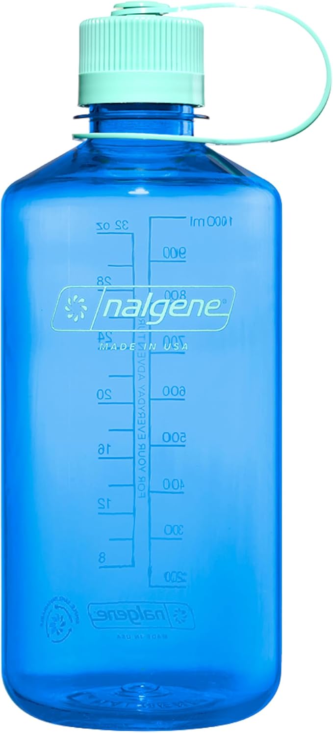 Nalgene 32 oz Narrow Mouth Water Bottle, Cornflower Blue | BPA-Free, Durable & Lightweight, Leak Proof, Dishwasher Safe, Large Reusable Plastic Bottle for Hiking, Gym, Work & Travel