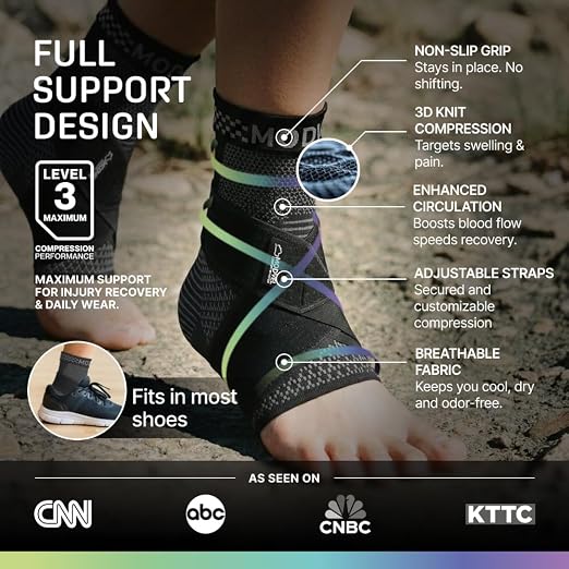 Modvel Foot & Ankle Brace Socks with Adjustable Support Strap – 2 Pack Compression Sleeves for Sprained Ankle, Plantar Fasciitis Relief Tendonitis & Arthritis, Stabilizing Foot & Ankle Support for Women & Men