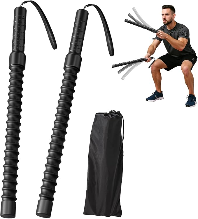 Ropeless Battle Ropes for Exercise Workout Rope, Portable Workout for Home Gym, Exercise Battle Ropes for HIIT Workouts, Low-Impact Cardio Training (2 Ropes with Bag)