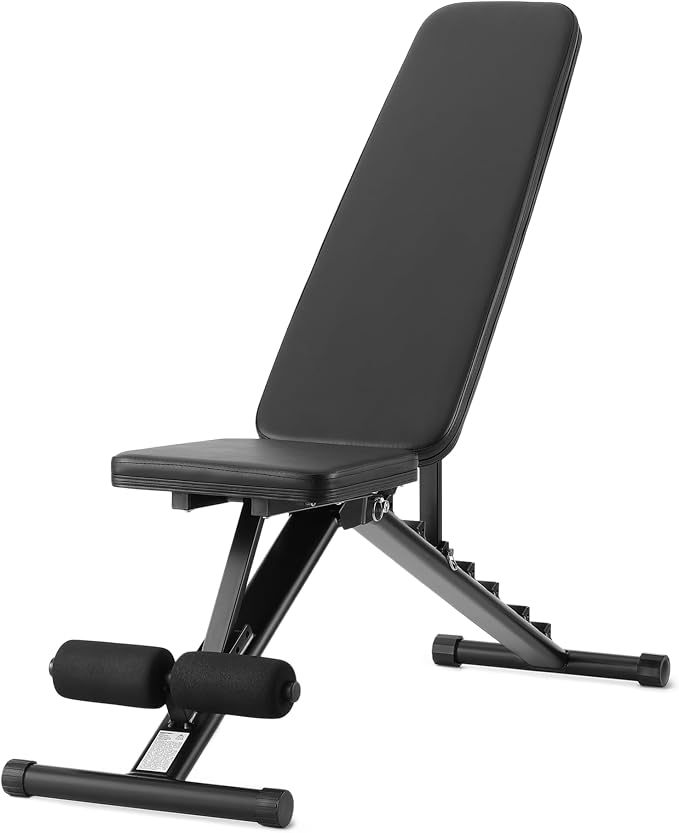 Amazon Basics Adjustable Workout Weight Bench Press, Foldable for Home Gym, Supports up to 660 Pounds, Black
