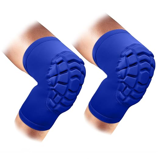 Wrestling Knee Pads Short Knee Sleeve, 2 Pcs Knee Compression Sleeve for Football, Basketball, Volleyball(Blue_XS_2 Pcs)