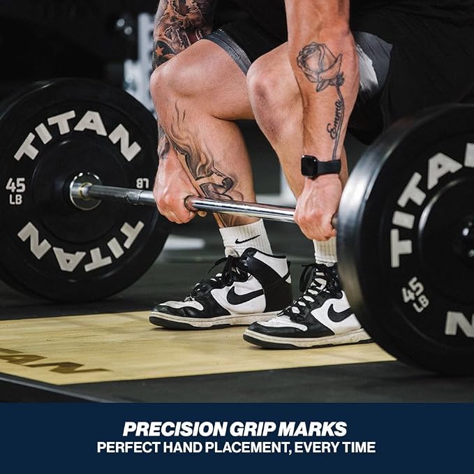 Titan Fitness Performance Series 20 KG Olympic Bar, 700 LB Capacity, 28mm Shaft, Chrome Finish, Bronze Bushings and Precision Medium Volcanic Knurling, Olympic Strength Training Barbell