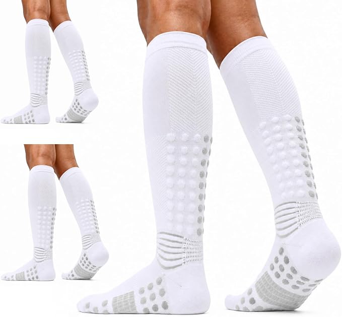 IRAMY Ankle Support Compression Socks 3 Packs Massage Dots Arch Support Cushioned Plantar Fasciitis Running Athletic Recovery