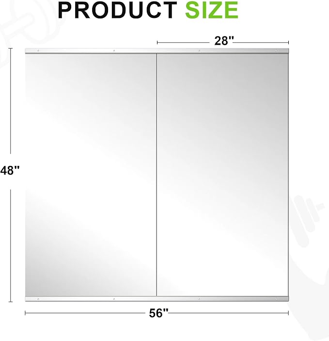 FICTOR Home Gym Mirror for Wall, 48"x28"x2 PCS Workout Mirrors for Home Gym | Shatterproof Tempered Glass, Frameless Full Length Body Mirror for Garage, Dance Studio, Yoga Room, Bedroom