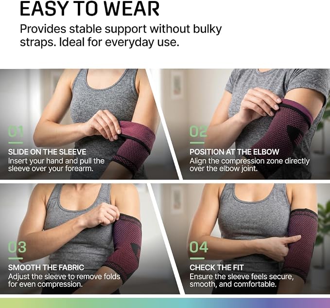 Modvel 2 Pack Elbow Brace - Golfer's Elbow Compression Sleeve Support for Joint Pain Relief, Recovery, Tendonitis Braces, Tennis Elbows Brace For Men & Women, Workout & Weightlifting Arm Wrap