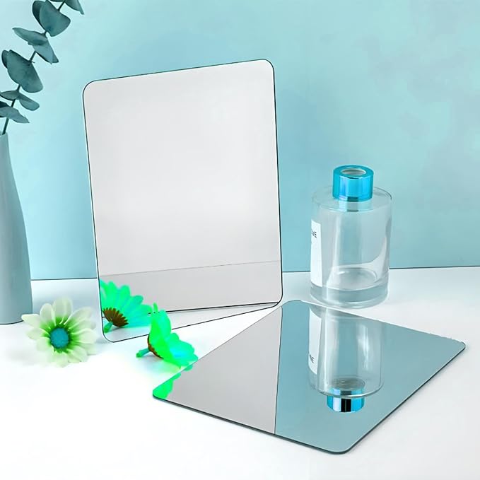 6-Piece Thick Acrylic Mirror Set for Walls, 12 x 14 inch self-Adhesive Frameless Small Mirror Tiles, Flexible Plastic Lenses for Bedroom, Home, and Gym Doors (6 pcs 12x14inch)