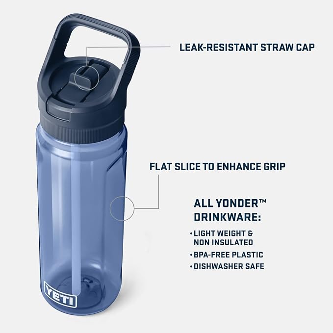 YETI Yonder 750 ml/25 oz Water Bottle with Yonder Straw Cap, Olive