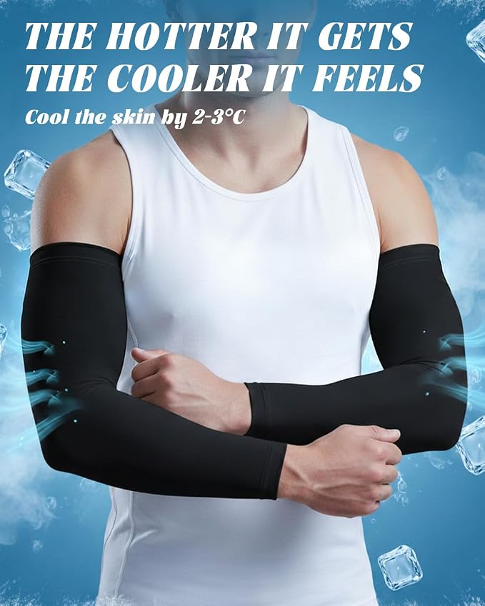 BHYTAKI Cooling Compression Arm Sleeves for Men Women,UPF50 UV Sun Protection Sleeves for Work Sport Tattoo Cover Up