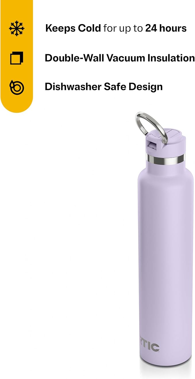 RTIC 26oz Journey Water Bottle, Ceramic Lined, Dusty Lilac | Stainless Steel Metal, Insulated for Hot and Cold Drinks, Sports, Travel and Camping