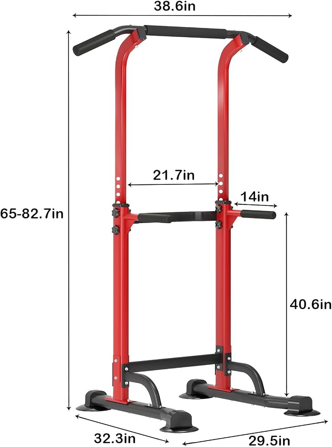 SogesHome Multi-Function Power Tower Pull Up Bar Dip Station for Home Gym | Height Adjustable PullUp Dip Stand, Full Body Strength Training Equipment, Fitness Workout for Push Ups Dips, 330LB Capacity