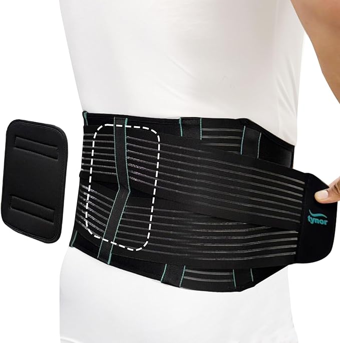 TYNOR Back Brace for Lower Back Pain with Lumbar Pad for Men & Women, Breathable Lumbar Support Brace with Adjustable Straps for Herniated Disc, Scoliosis & Lifting (Medium, Premium Black)