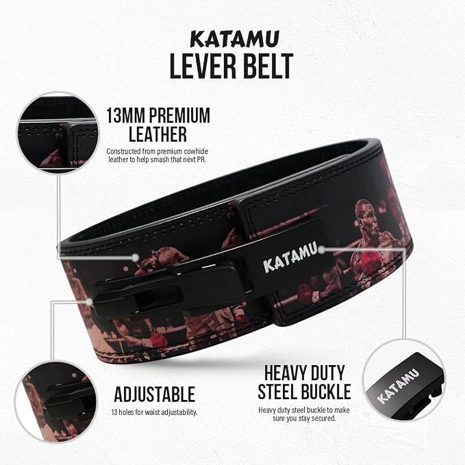 Katamu Core Collection USPA & IPL Approved Lever Belt — Premium 10mm | Leather Powerlifting Belt for Men and Women, Steel Lever Buckle, 4 Inch Wide Back Support for Deadlifts and Squats
