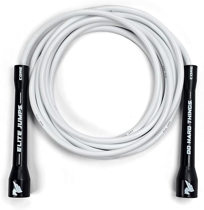 Elite Jumps 6mm PVC Jump Rope, Adjustable Skipping Rope | Non-kinking PVC cord. Unbreakable handles. Smooth rotation. For cardio and boxing.