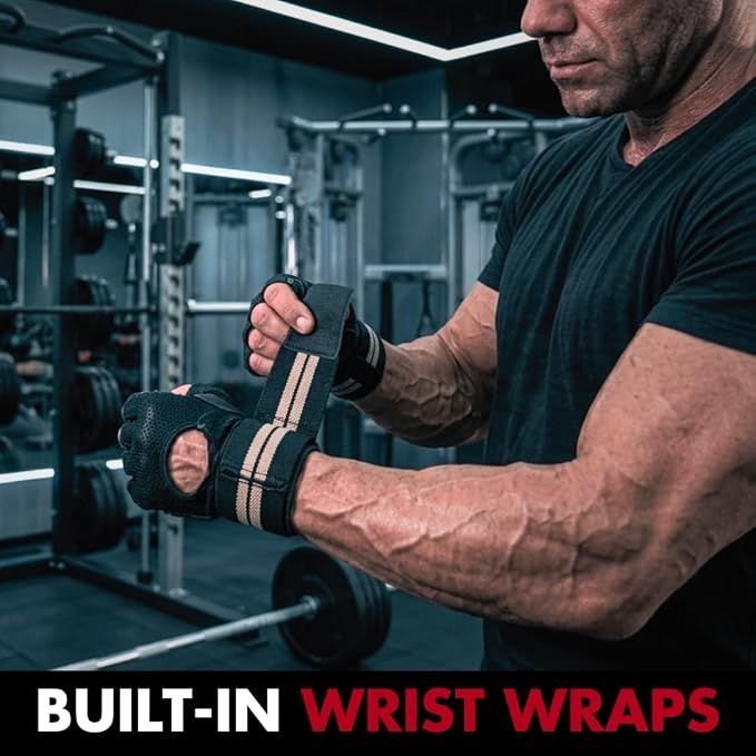 New Grip 2.0 Ventilated Weight Lifting Workout Gloves with Wrist Wraps for Gym Exercise, Weightlifting, Pull Ups - for Men & Women