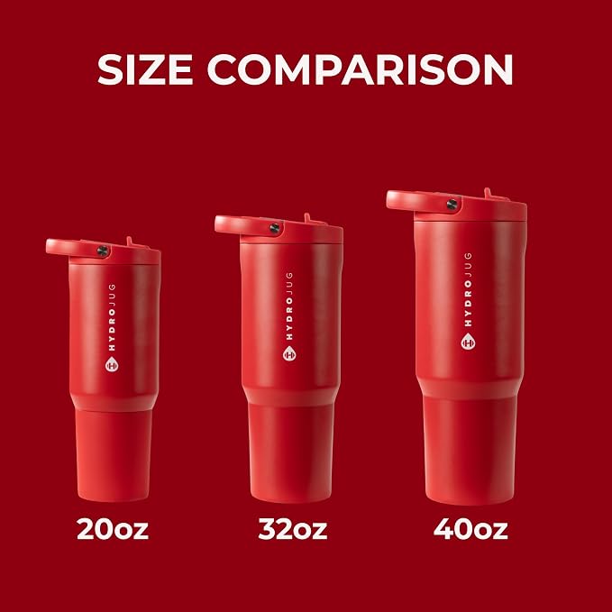 HydroJug Sport 20 oz Insulated Stainless Steel Water Bottle, Alumni Red