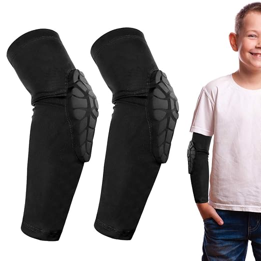 AceList Kids Youth Elbow Pads (Pair) - Honeycomb Padded Compression Arm Sleeves for Baseball, Softball, Volleyball & Basketball - Youth Elbow Guard for Boys & Girls Ages 5-15
