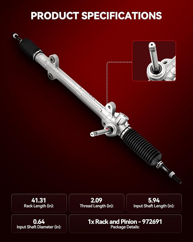 Torchbeam Power Steering Rack & Pinion Assembly Fit for 2008 2009 2010 2011 2012 Elantra 2.0L, 2010 2011 2012 2013 Forte, Hydraulic System Steering, Replaces OEM 97-2691