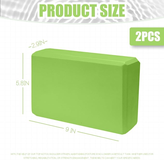 Septo 2 Pcs Yoga Blocks, 9x6x3 Inch Foam Blocks for Pilates | High density EVA foam Yoga Props lightweight non-slip surface for meditation stretching balance training