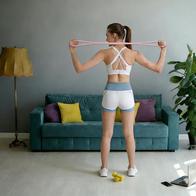 Figure 8 Resistance Band, Figure 8 Resistance Bands for Women Men,Resistance Band Figure for Working Out, Non-Slip Handles, Home Gym, Yoga & Physical Therapy