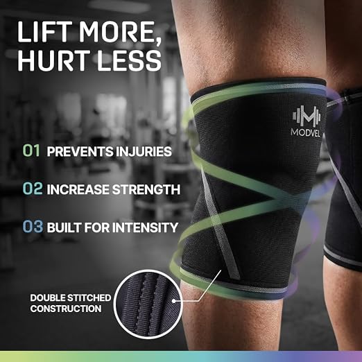 Modvel Strength 7mm Knee Sleeves (Pair) for Weightlifting & Powerlifting (USPA, IPL Approved) | High-Performance Knee Compression Support For Squats, Weight Lifting - Men and Women