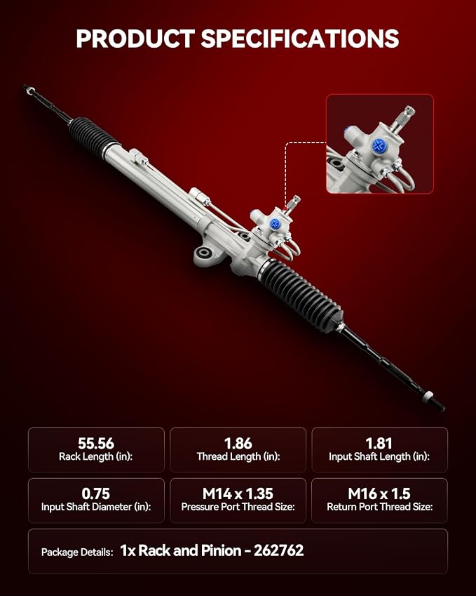 Torchbeam Power Steering Rack & Pinion Assembly Fit for 2011 2012 2013 2014 2015 2016 2017 Odyssey, Hydraulic System Steering, Replaces OEM 26-2762