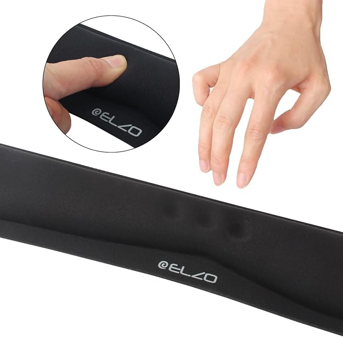 ELZO Keyboard Wrist Rest Pad Support with 65D High-Density Thicken Memory Foam Padding, Ergonomic Design Computer Rest Pad Desk Wrist Mat, Non-Slip Rubber Base Office Laptop | 65D High-Density Thicken Memory Foam Padding, Ergonomic Design Computer Rest...