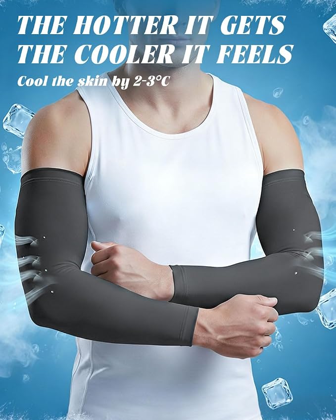 BHYTAKI Cooling Compression Arm Sleeves for Men Women,UPF50 UV Sun Protection Sleeves for Work Sport Tattoo Cover Up