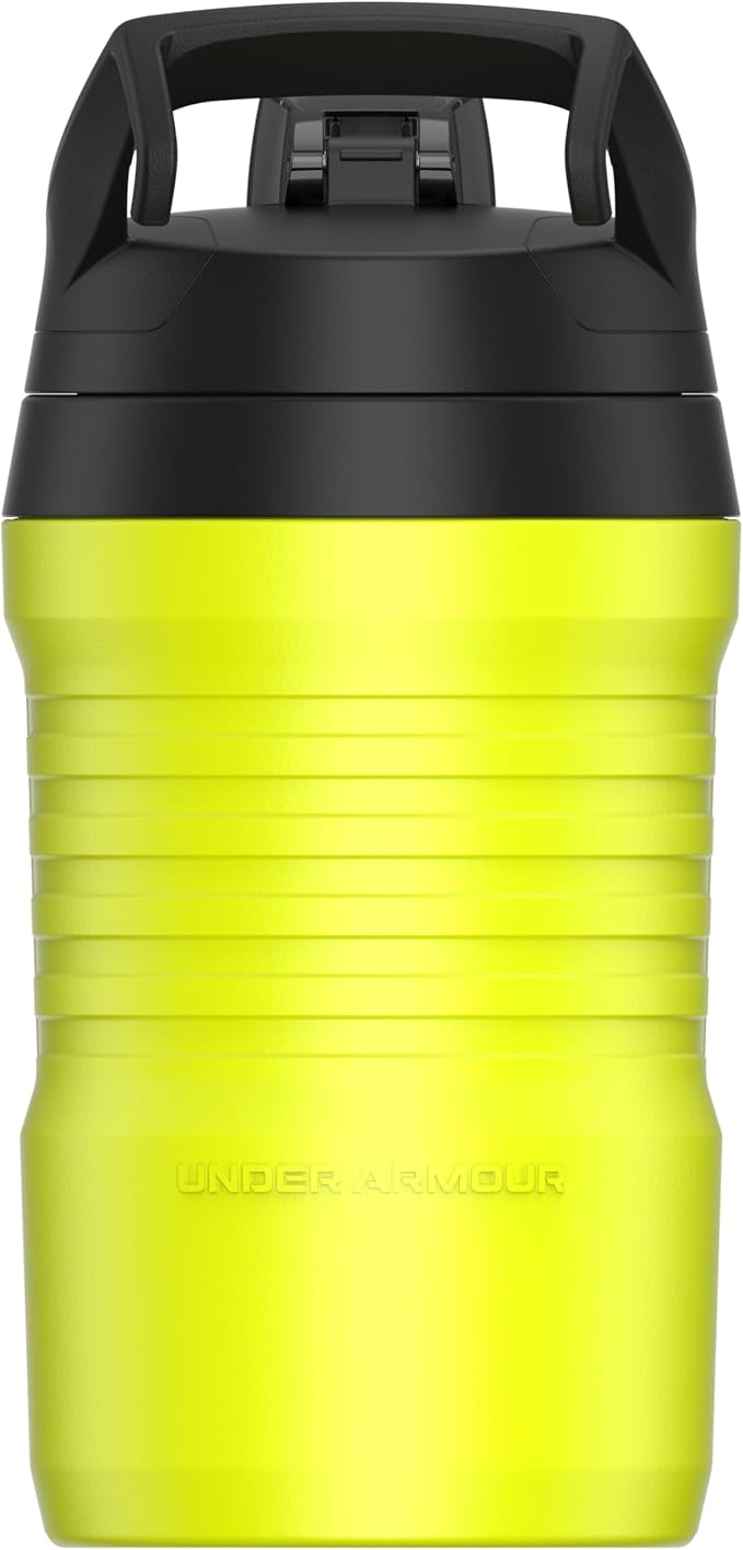 Under Armour 32 oz Insulated Water Bottles - Sports Water Jug with Fence Hook, Leak Resistant for Baseball, Football & More, 32 oz Insulated, Hi Vis Yellow/Black