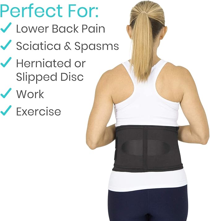 Vive Lower Back Support Brace for Men & Women - Dual Adjustable Lumbar Belt for Heavy Lifting, Herniated Disc, Sciatica, Scoliosis, & Thoracic Pain Relief - Compression Posture Device for Work or Home | For Heavy Lifting, Herniated Disc, Sciatica, Scol...