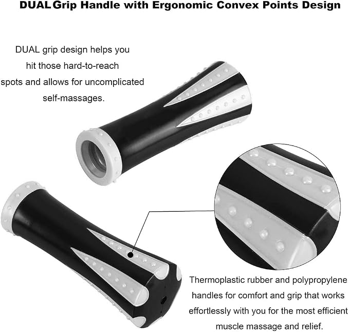 YANSYI Professional 9-Roller Deep Tissue Massage Stick - Portable Muscle Recovery Roller for Athletes, Relieves Post-Workout Soreness & Leg/Back Pain - Portable Physio Tool (White)