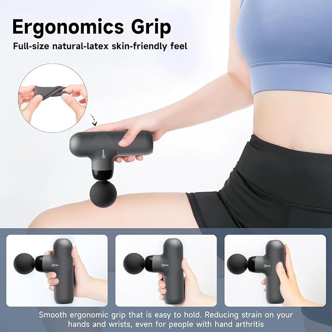 cotsoco Mini Massage Gun, Deep Tissue Percussion Muscle Massager, Compact Portable Handheld Massager with 6 Heads & 4 Speeds, Quiet for Home, Gym, Office, Travel, Gift for Men and Women