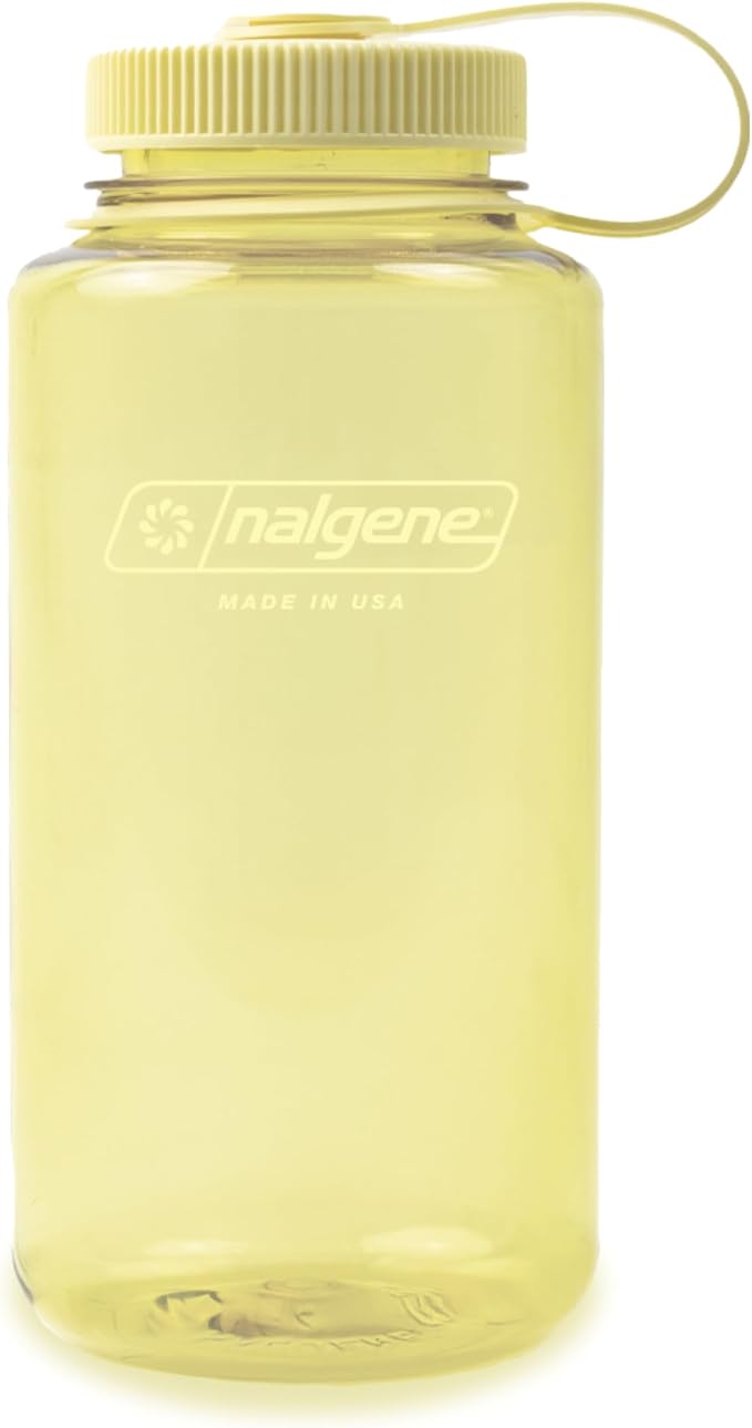 Nalgene 32 oz Wide Mouth Water Bottle, Butter | BPA-Free, Durable & Lightweight, Leak Proof, Dishwasher Safe, Large Reusable Plastic Bottle for Hiking, Gym, Work & Travel
