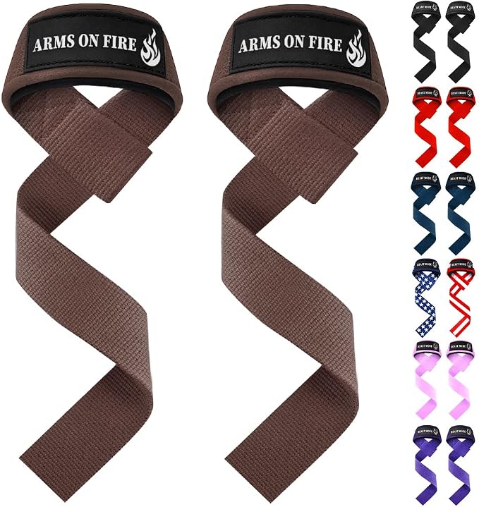 TECEUM Neoprene Padded Cotton Lifting Straps for Weightlifting, 1 Pair