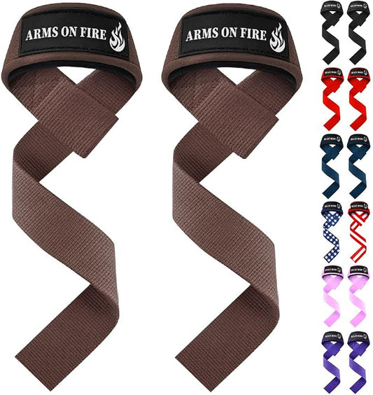 TECEUM Neoprene Padded Cotton Lifting Straps for Weightlifting, 1 Pair