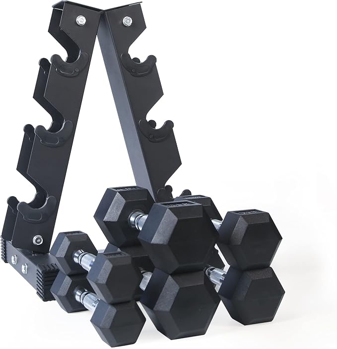 RitFit Rubber Coated Hex Dumbbell Weights Set for Home Gym | Cast Iron Core, Anti-Slip Knurled Chrome Handle, Hexagon Anti-Roll, Heavy-Duty Dumbbell Set for Strength Training