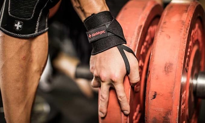 Harbinger Pro 20-Inch WristWraps with Thumb Loop for Weightlifting (pair) , Black
