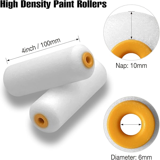 King Origin Foam Paint Roller, 10 Pack, 4 Inch High Density Roller | Foam Paint Roller Covers for Smooth Paint Application, No Lint Shedding on Walls, House