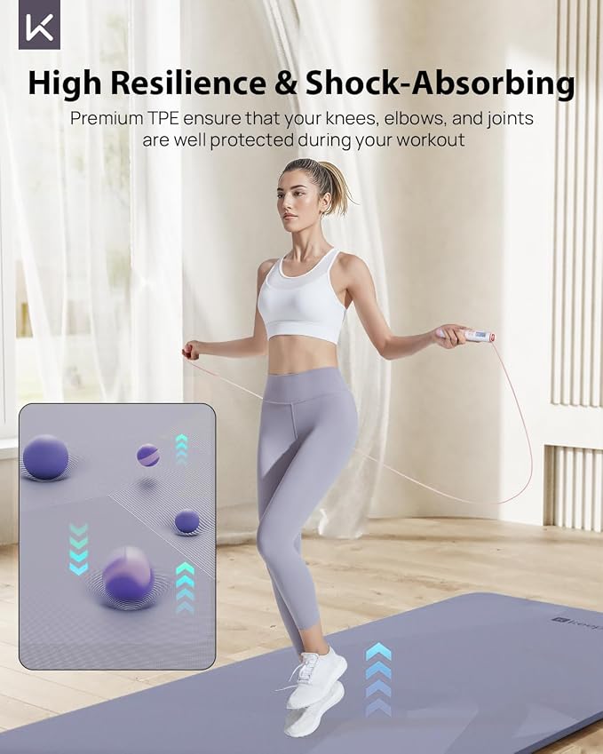 KEEP Extra Wide Yoga Mat, 7mm Thick 72" x 32" Exercise Mat | 7mm thick Extra wide yoga mat with carry strap for home workout, yoga, exercise and Pilates